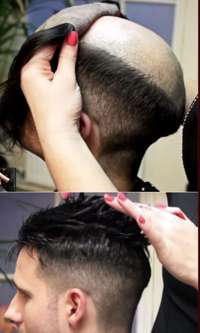 Hair Men's Natural Black Real looking Front Hairline Hair Patch Wig