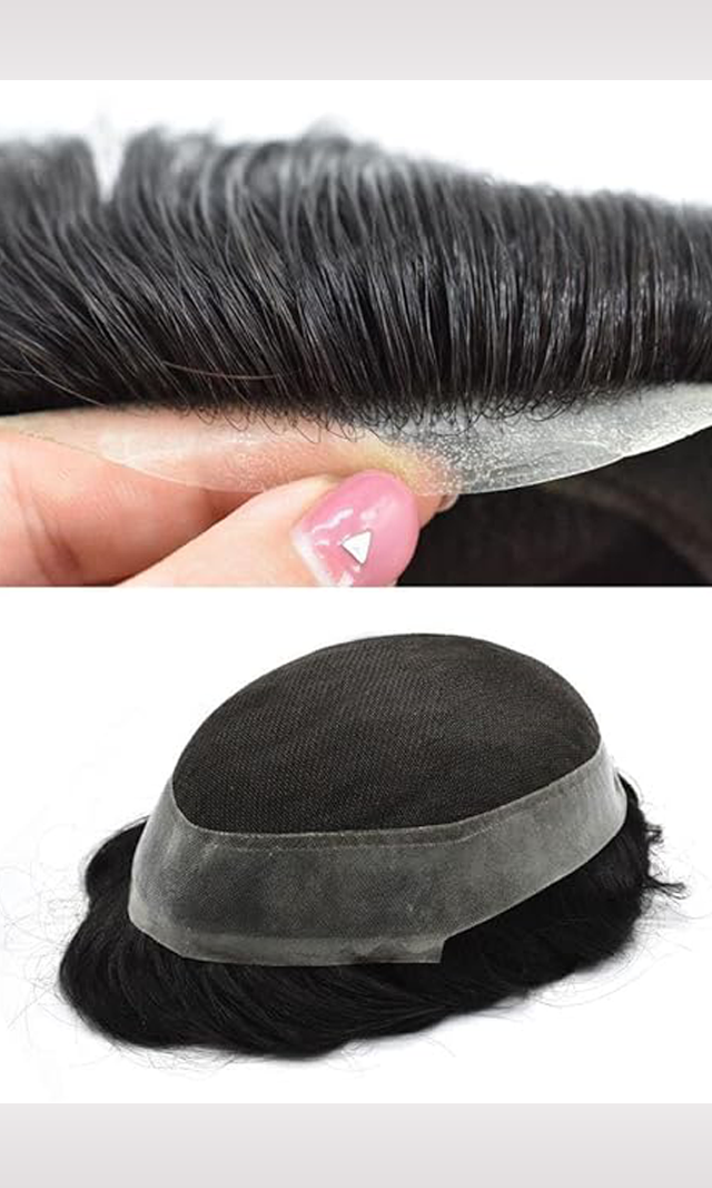 Hair Men's Natural Black Real looking Front Hairline Hair Patch Wig