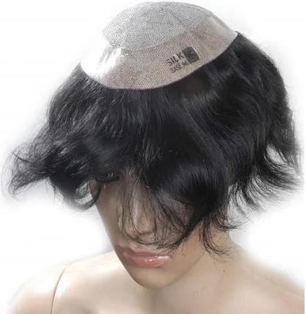 Silk Top 100% Human Hair Patch Natural Looking Skin Base Wig for Mens | Natural Skin Hair Pieces | Non Surgical Hair Toupee Hair Loss Solution