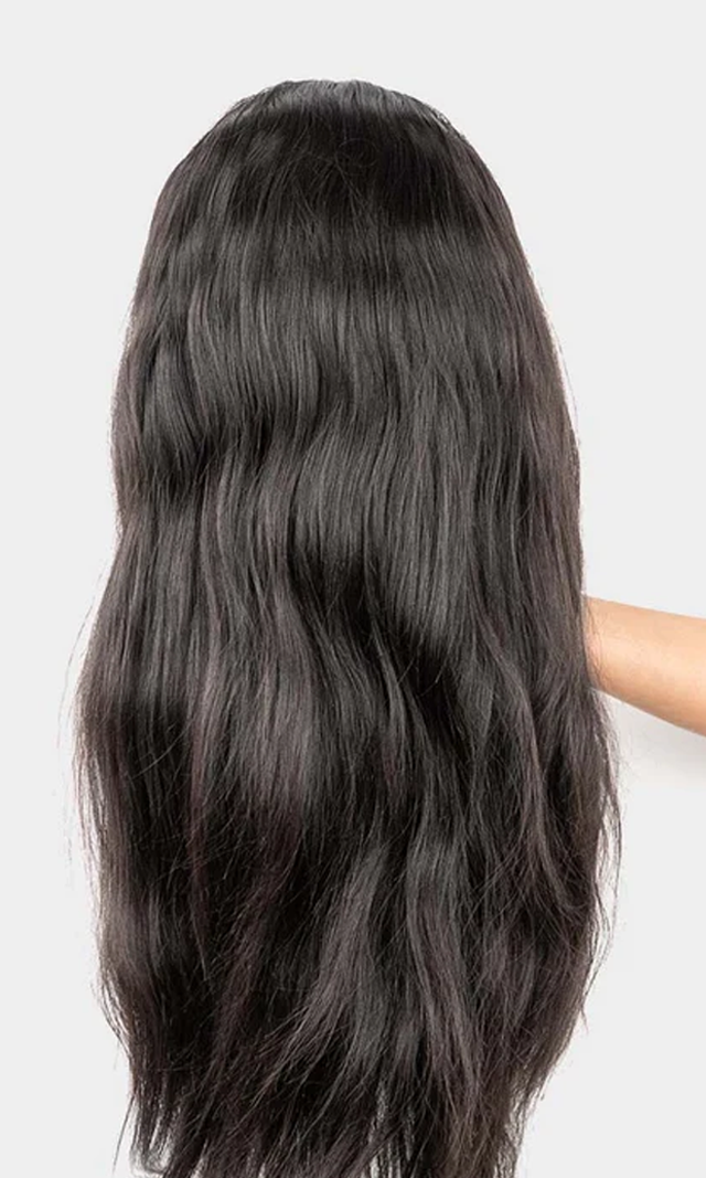 Women Full Head Wig – 100% Human Hair, 24 Inch Long, Natural Color