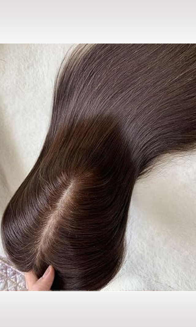 Woman's Topper Natural Black looking Smart Hair Patch Wig Easy Fit Clip in Scalp